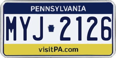PA license plate MYJ2126