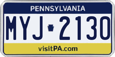 PA license plate MYJ2130