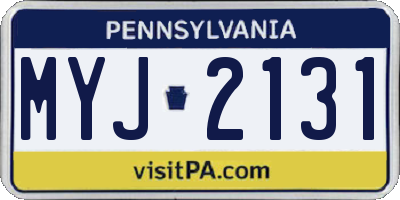 PA license plate MYJ2131