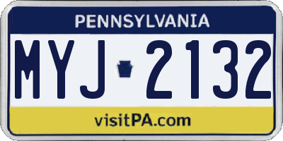 PA license plate MYJ2132