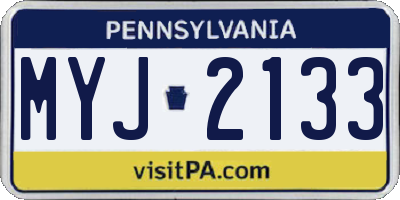 PA license plate MYJ2133