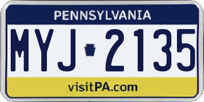 PA license plate MYJ2135