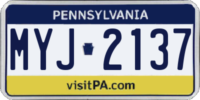PA license plate MYJ2137