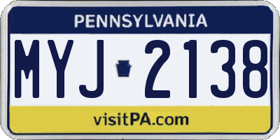 PA license plate MYJ2138