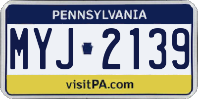 PA license plate MYJ2139