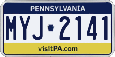 PA license plate MYJ2141