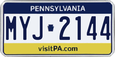 PA license plate MYJ2144