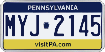 PA license plate MYJ2145