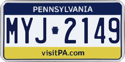 PA license plate MYJ2149