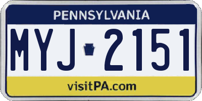 PA license plate MYJ2151