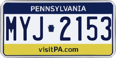 PA license plate MYJ2153