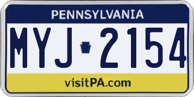 PA license plate MYJ2154