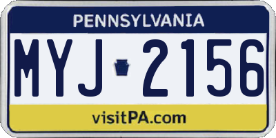 PA license plate MYJ2156
