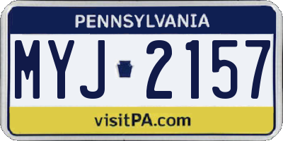 PA license plate MYJ2157