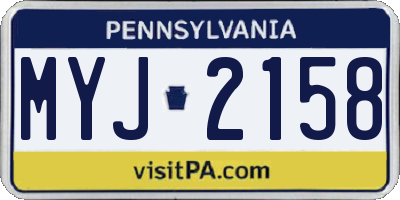 PA license plate MYJ2158