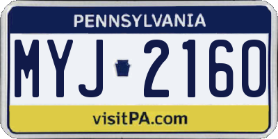 PA license plate MYJ2160