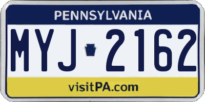 PA license plate MYJ2162