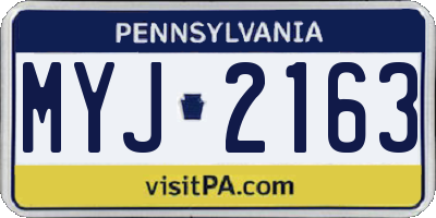 PA license plate MYJ2163
