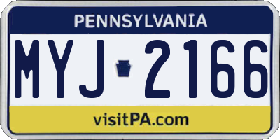 PA license plate MYJ2166