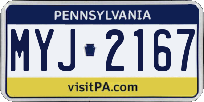 PA license plate MYJ2167