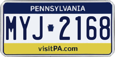 PA license plate MYJ2168