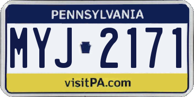 PA license plate MYJ2171