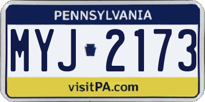 PA license plate MYJ2173