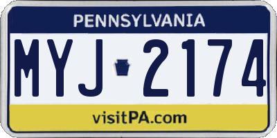 PA license plate MYJ2174
