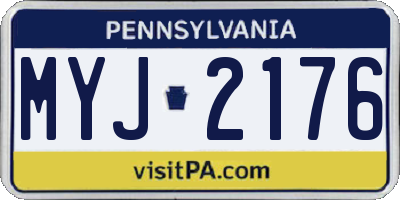 PA license plate MYJ2176