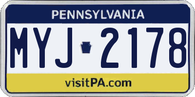 PA license plate MYJ2178