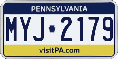 PA license plate MYJ2179