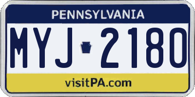 PA license plate MYJ2180