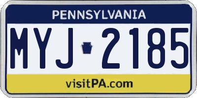 PA license plate MYJ2185