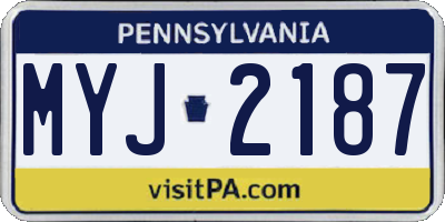 PA license plate MYJ2187