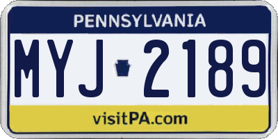 PA license plate MYJ2189