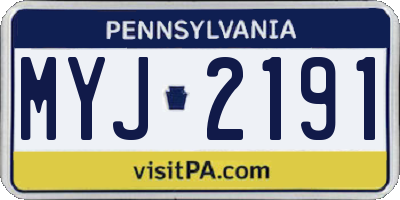 PA license plate MYJ2191