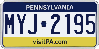 PA license plate MYJ2195