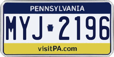 PA license plate MYJ2196