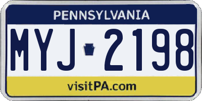 PA license plate MYJ2198
