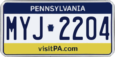 PA license plate MYJ2204