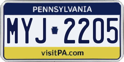 PA license plate MYJ2205