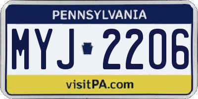 PA license plate MYJ2206