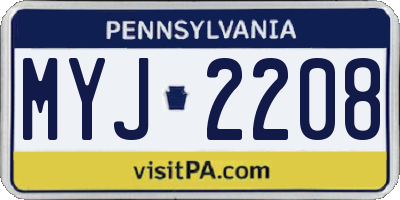 PA license plate MYJ2208