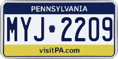 PA license plate MYJ2209
