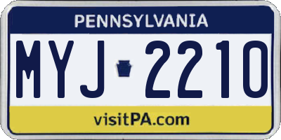 PA license plate MYJ2210