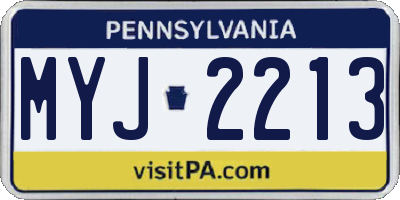 PA license plate MYJ2213