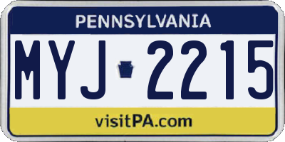 PA license plate MYJ2215