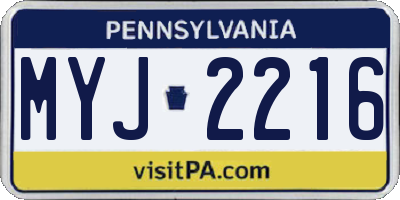 PA license plate MYJ2216