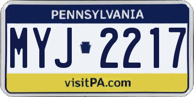 PA license plate MYJ2217