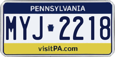 PA license plate MYJ2218